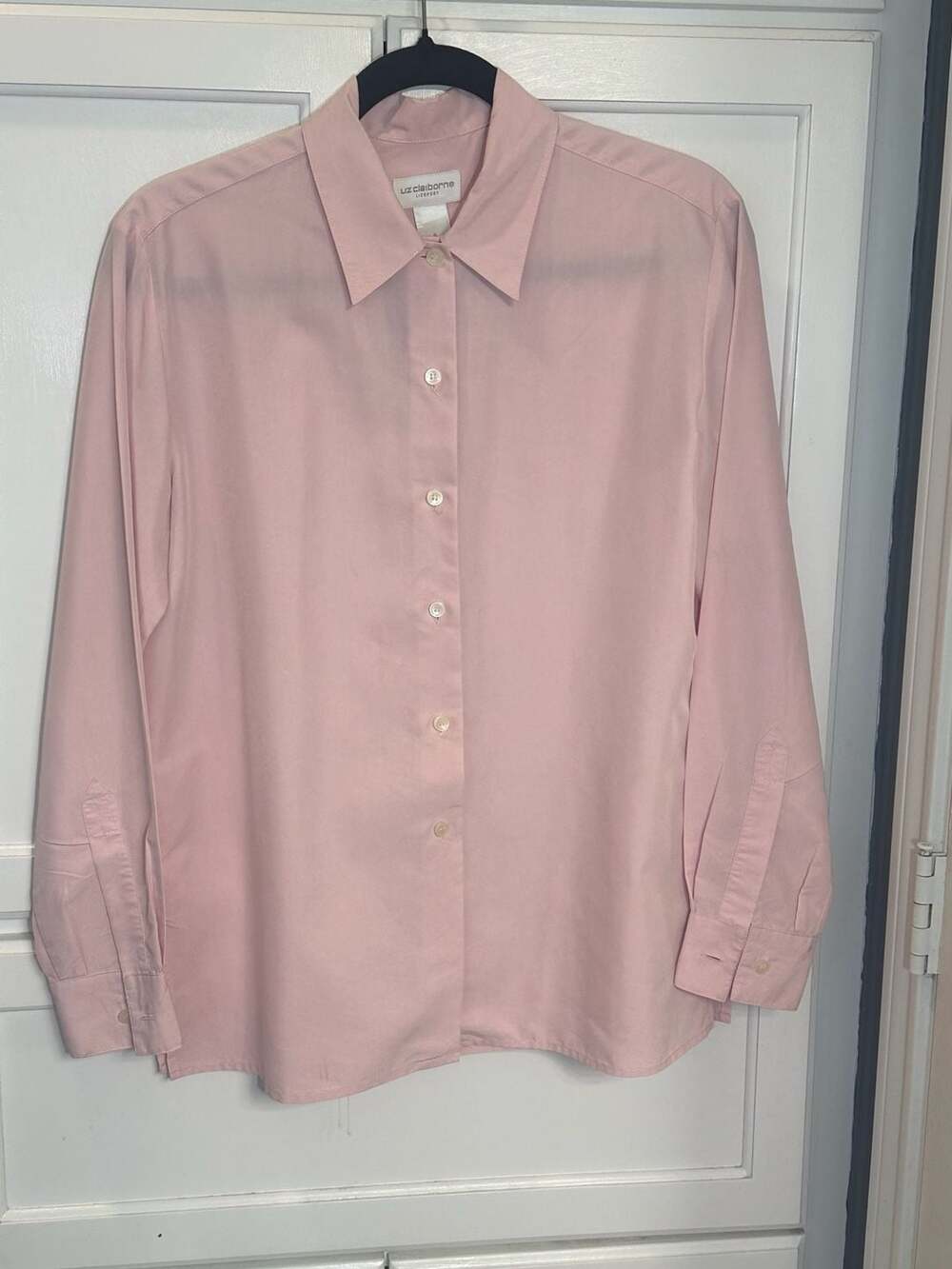 Liz Claiborne Lizsport Blush Pink Rayon Blend Button Down Shirt Size S
